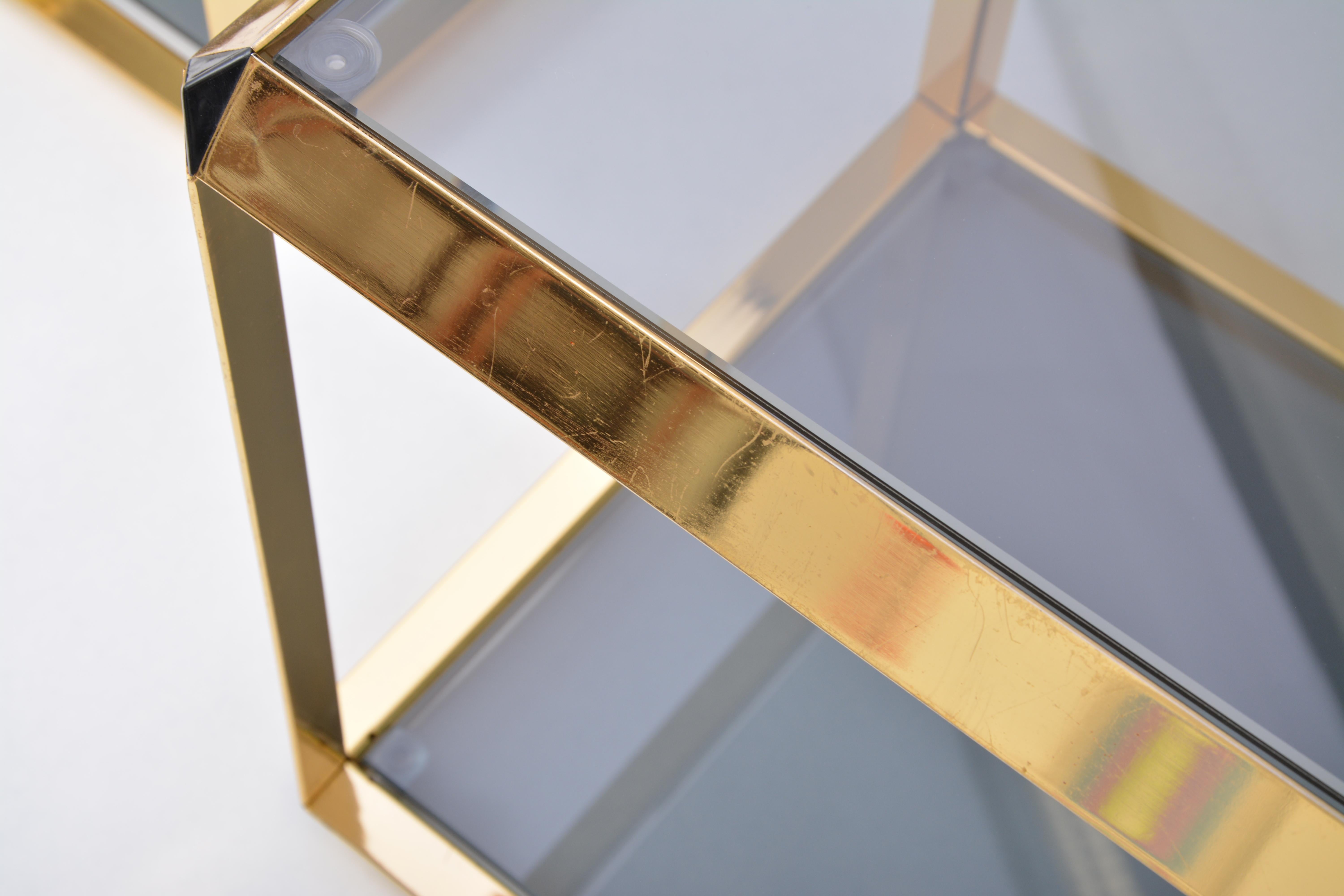 Steel Pair of Gold Colored Italian side tables by Alberto Rosselli for Saporiti