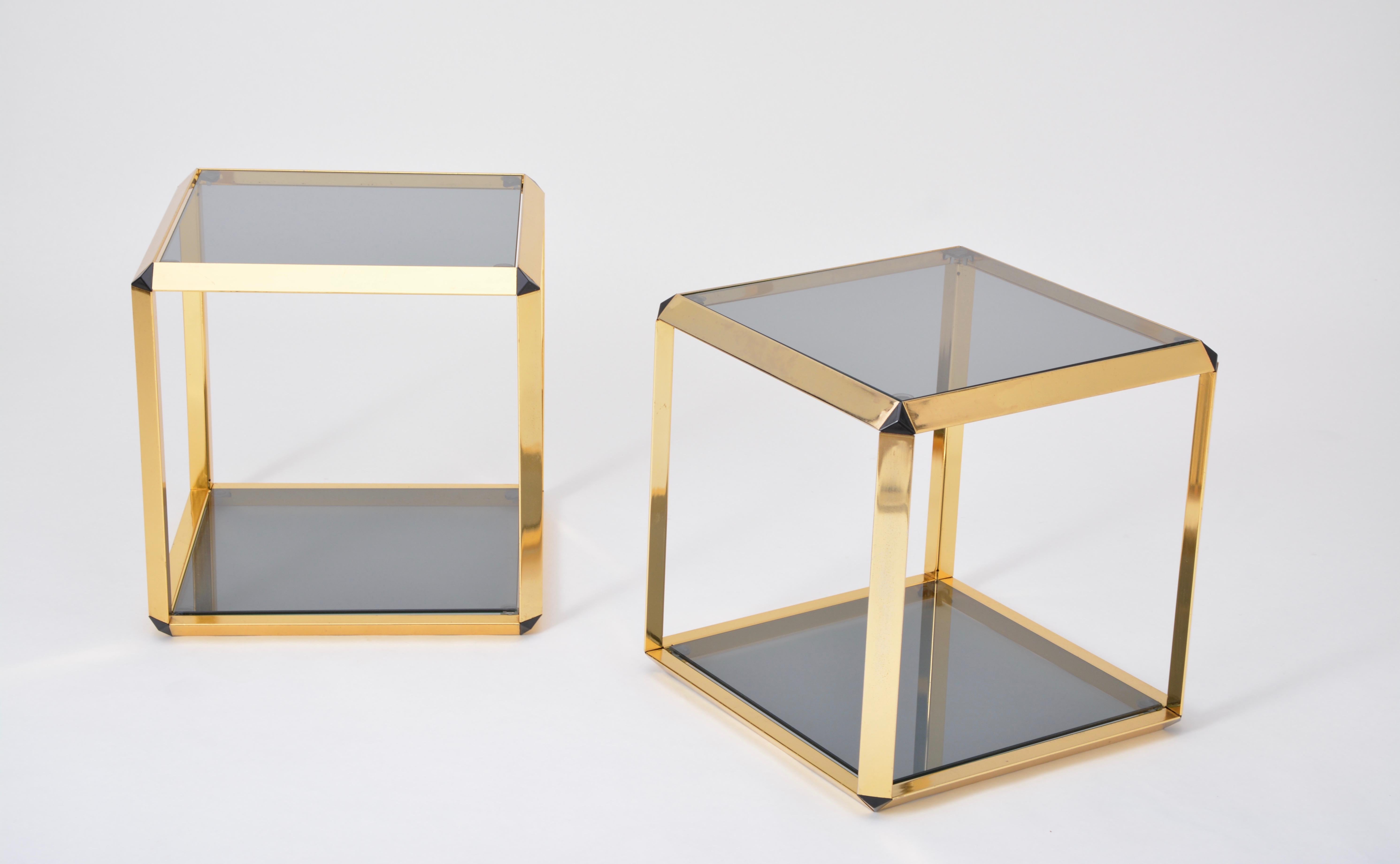 Pair of Gold Colored Italian side tables by Alberto Rosselli for Saporiti 2