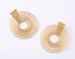 Pair of Gold Concentric Circle Earrings