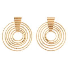 Pair of Gold Concentric Circle Earrings