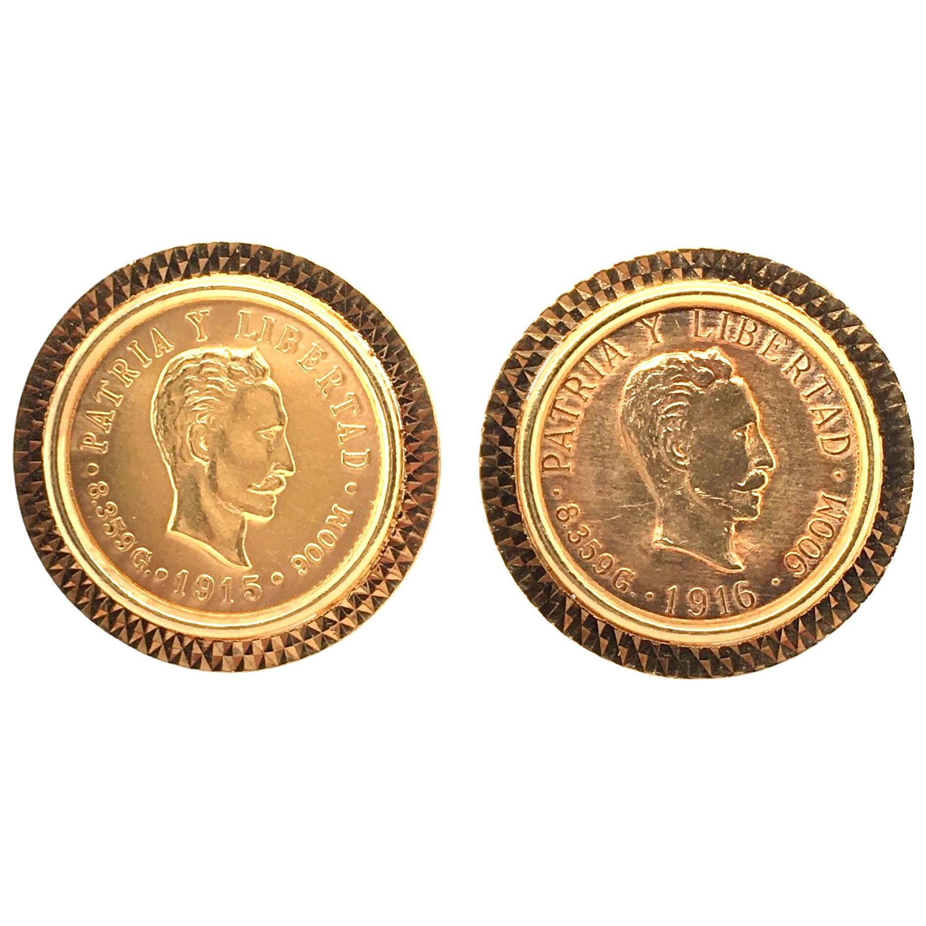 Pair of Gold Cuban Coin Cufflinks