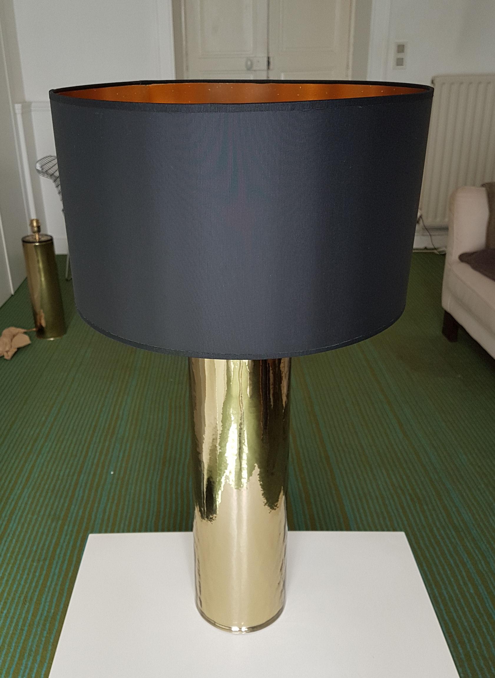 Pair of Gold Cylinder Murano Glass Lamps, Mid-Century Modern, Venini Style 1970s 6