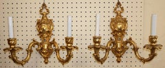 Pair of Gold Dore Bronze Two Light Sconces By FBAI