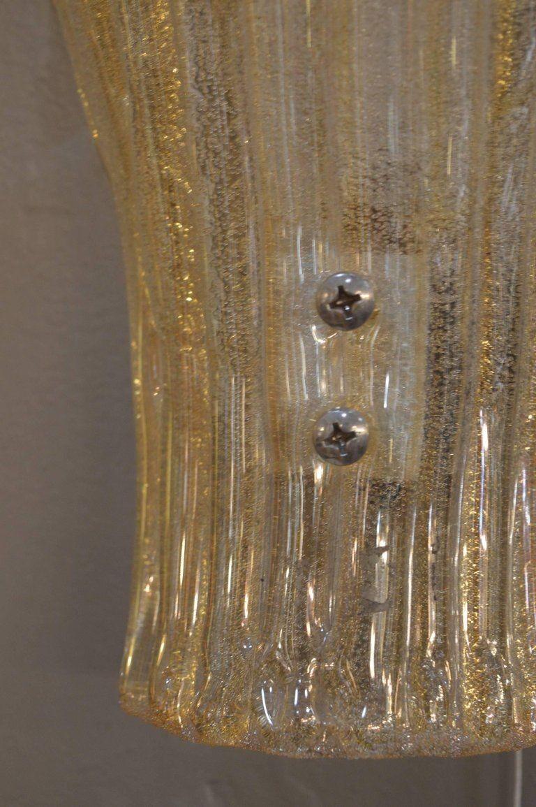 Italian Pair of Gold Dust Murano Sconces For Sale