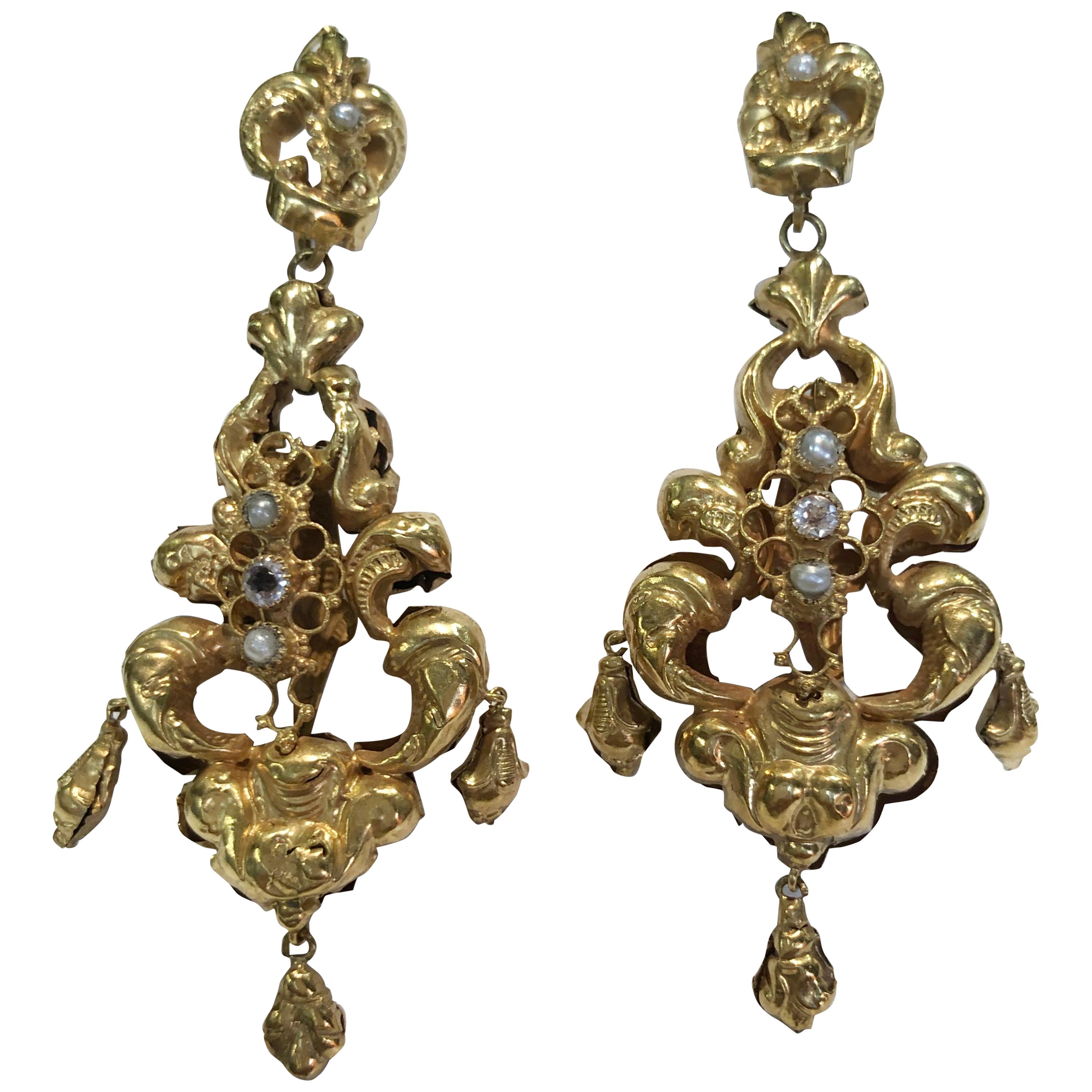 Pair of Gold Earrings For Sale