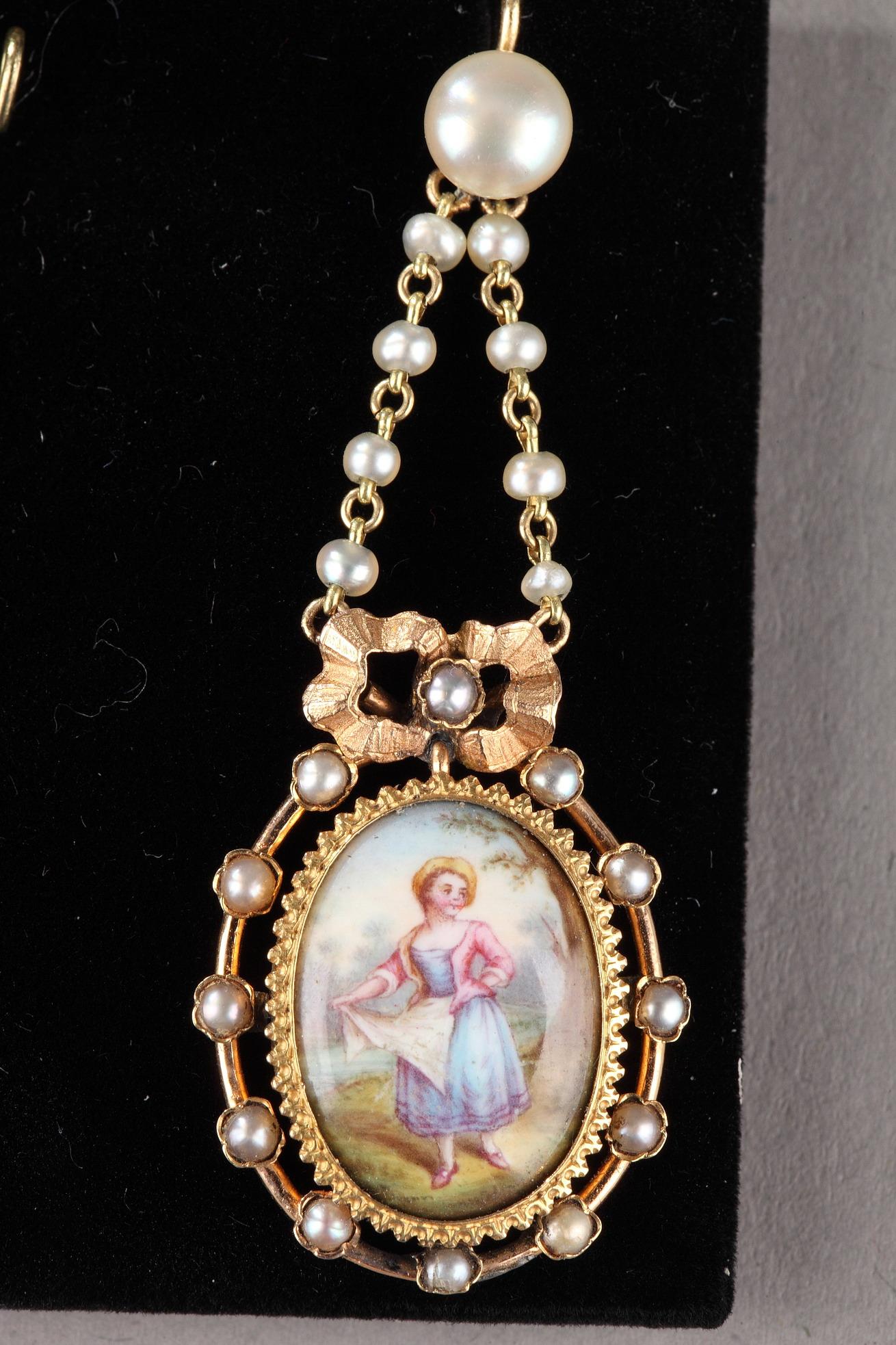 Women's or Men's Pair of Gold Earrings, Napoleon III For Sale