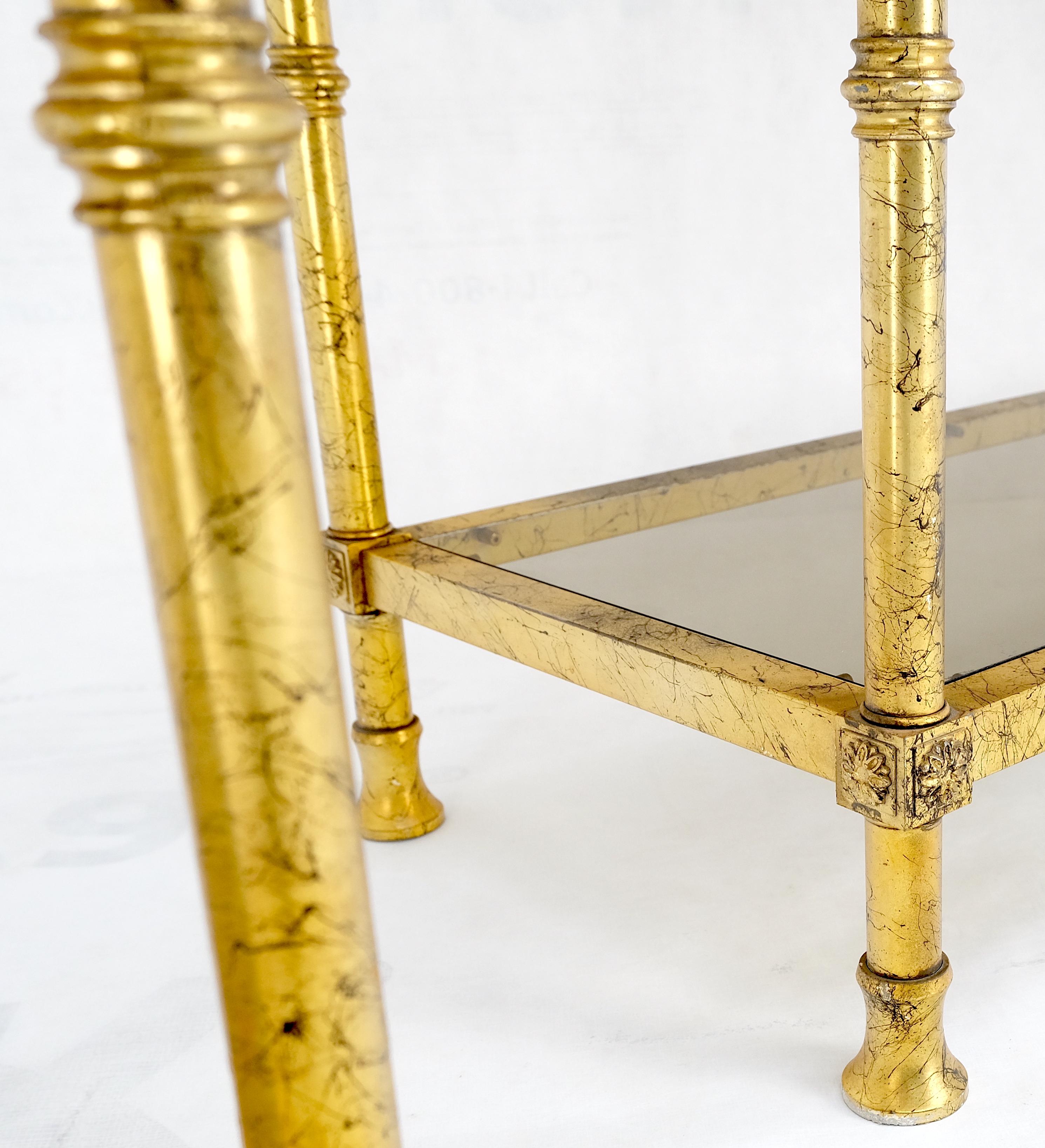 Mid-Century Modern Pair of Gold Finish Cane & Glass Shelf Decorative Etageres Display Wall Units