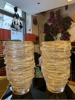 Paar goldfarbene Murano-Glasvasen mit Filamenten, signiert von Costantini 1980er Jahre