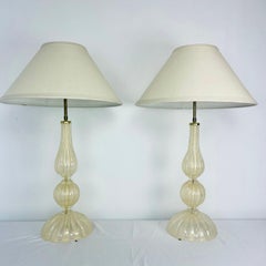 Paire de lampes de Murano à mouchetures dorées par Seguso Vetri d'Arte