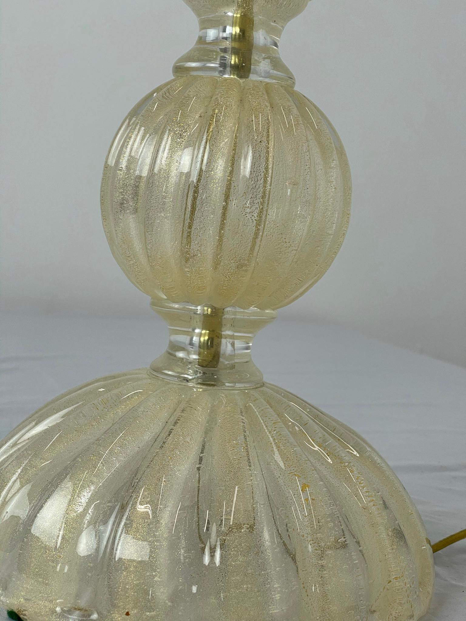 Late 20th Century Pair of Gold Fleck Murano Lamps by Seguso Vetri d'Arte For Sale