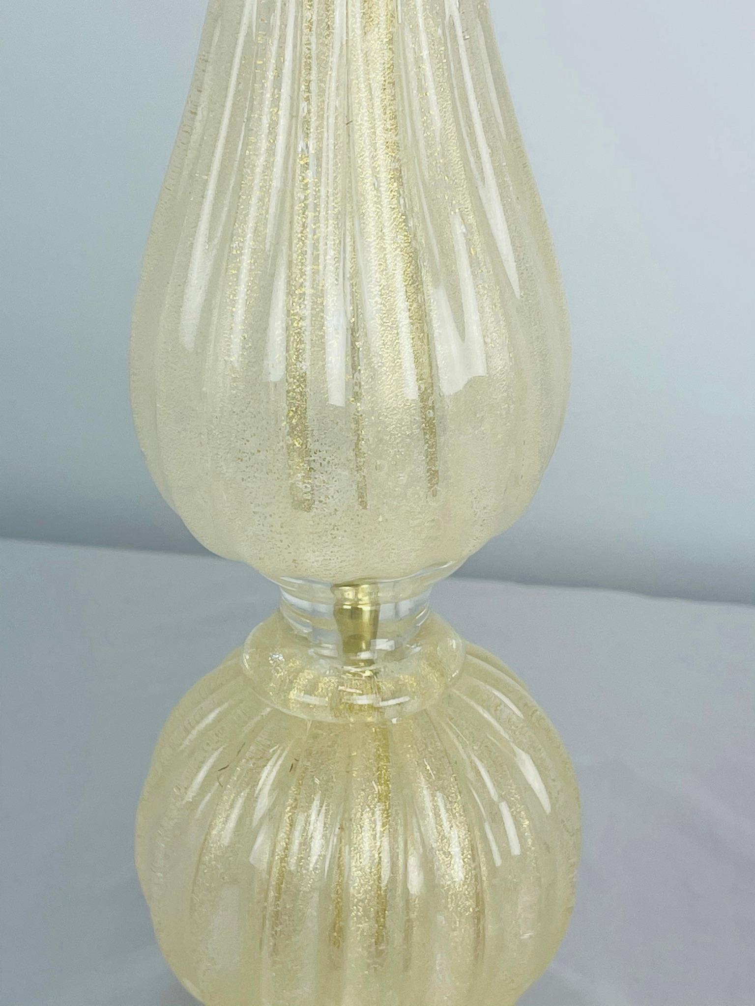 Pair of Gold Fleck Murano Lamps by Seguso Vetri d'Arte For Sale 1