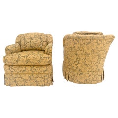 Pair of Gold Floral Pattern Upholstery Lounge Chairs by Thomasville MINT