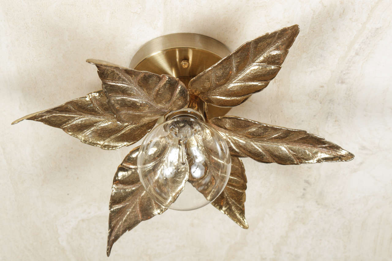 Pair of Gold Floral Sconces For Sale 1