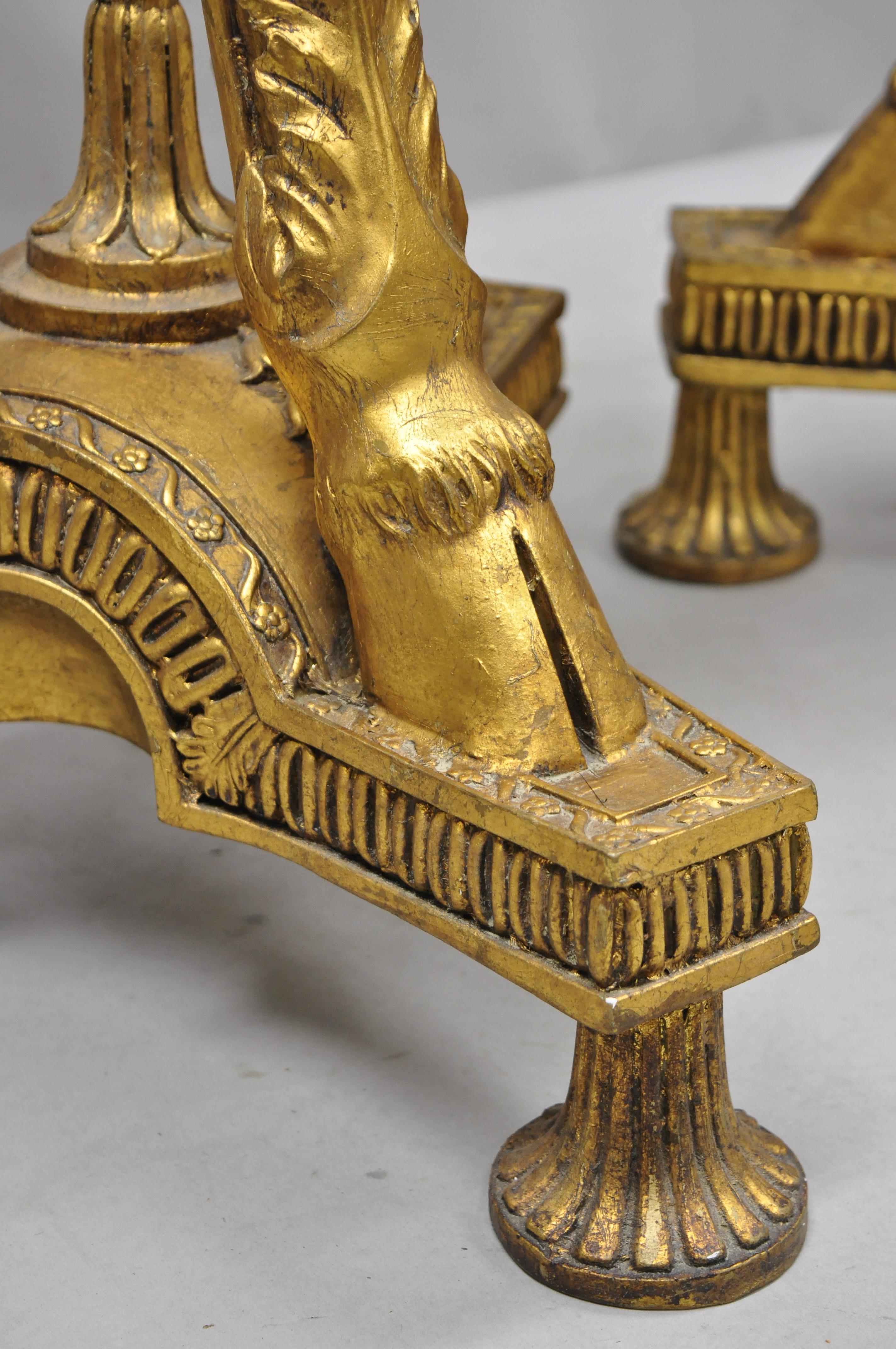 Pair of Gold French Neoclassical Style Figural Maiden Bust Hoof Foot Pedestals 2