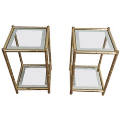 Pair of Gold Gild Side Tables, French, circa 1970