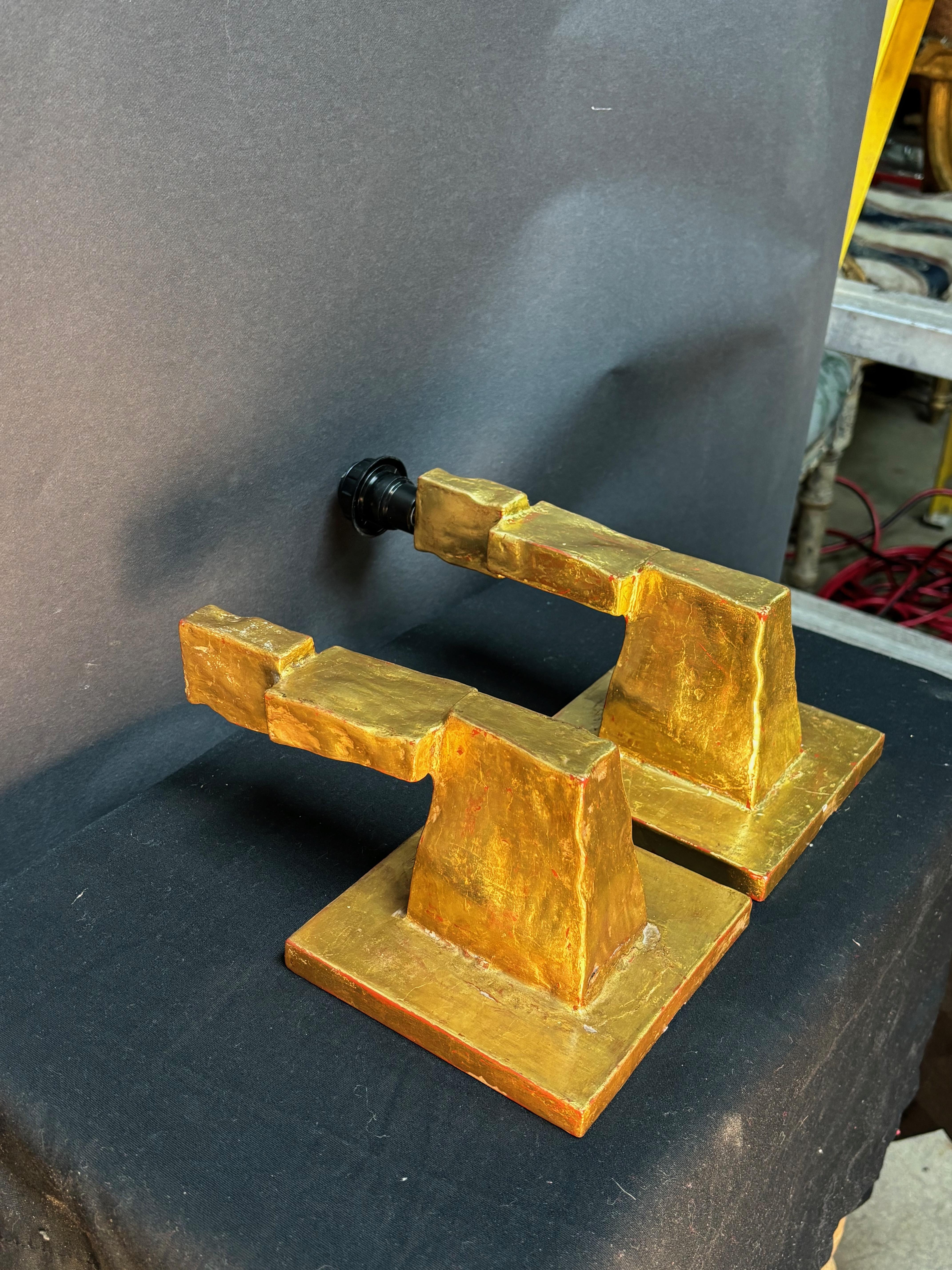 Paar vergoldete Wandleuchter (Vergoldet) im Angebot