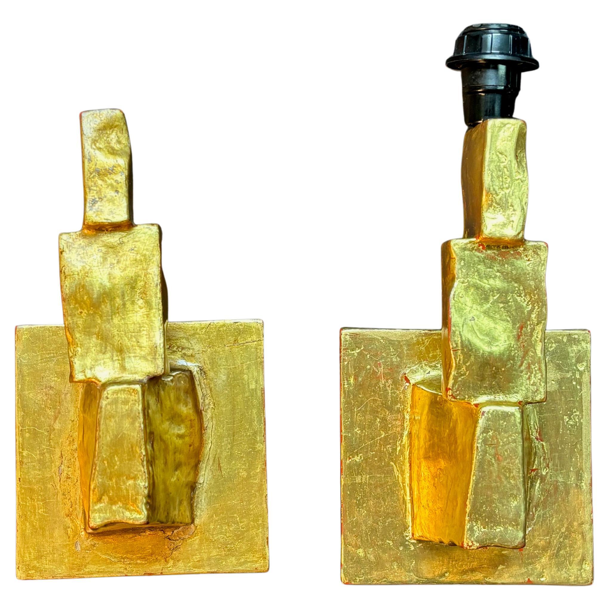 Coppia di applique da parete dorate