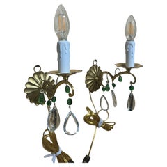 Pair of Gold Gilt Scroll Arm Sconces