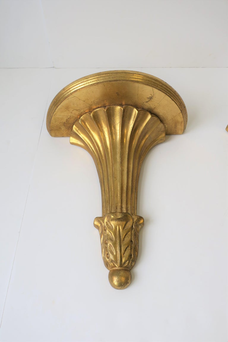 Pair of Gold Gilt Wall Shelf Brackets For Sale at 1stdibs