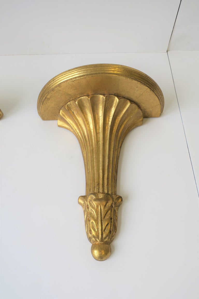 Pair of Gold Gilt Wall Shelf Brackets For Sale at 1stDibs