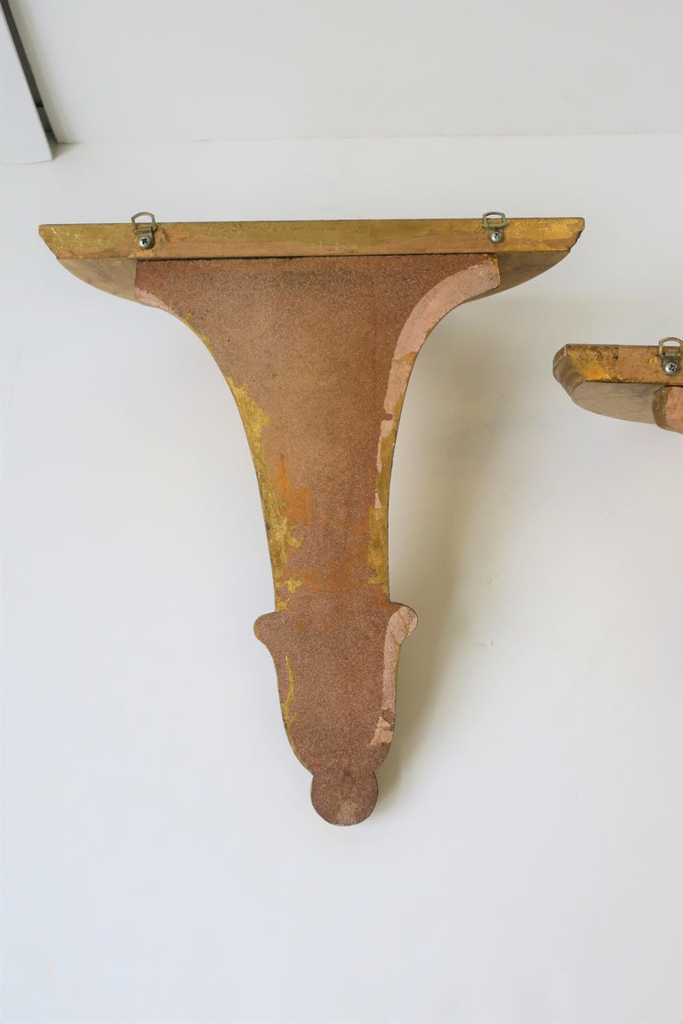 Pair of Gold Gilt Wall Shelf Brackets For Sale at 1stDibs