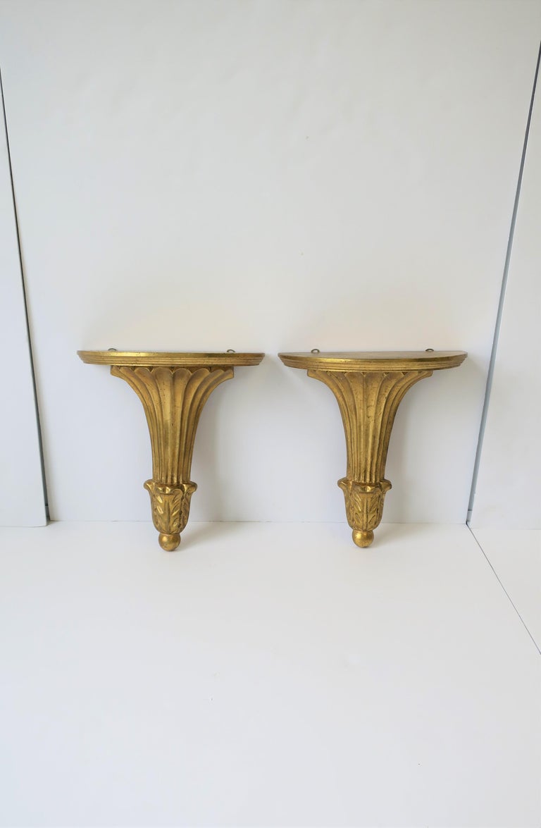 Pair of Gold Gilt Wall Shelf Brackets For Sale at 1stDibs gold