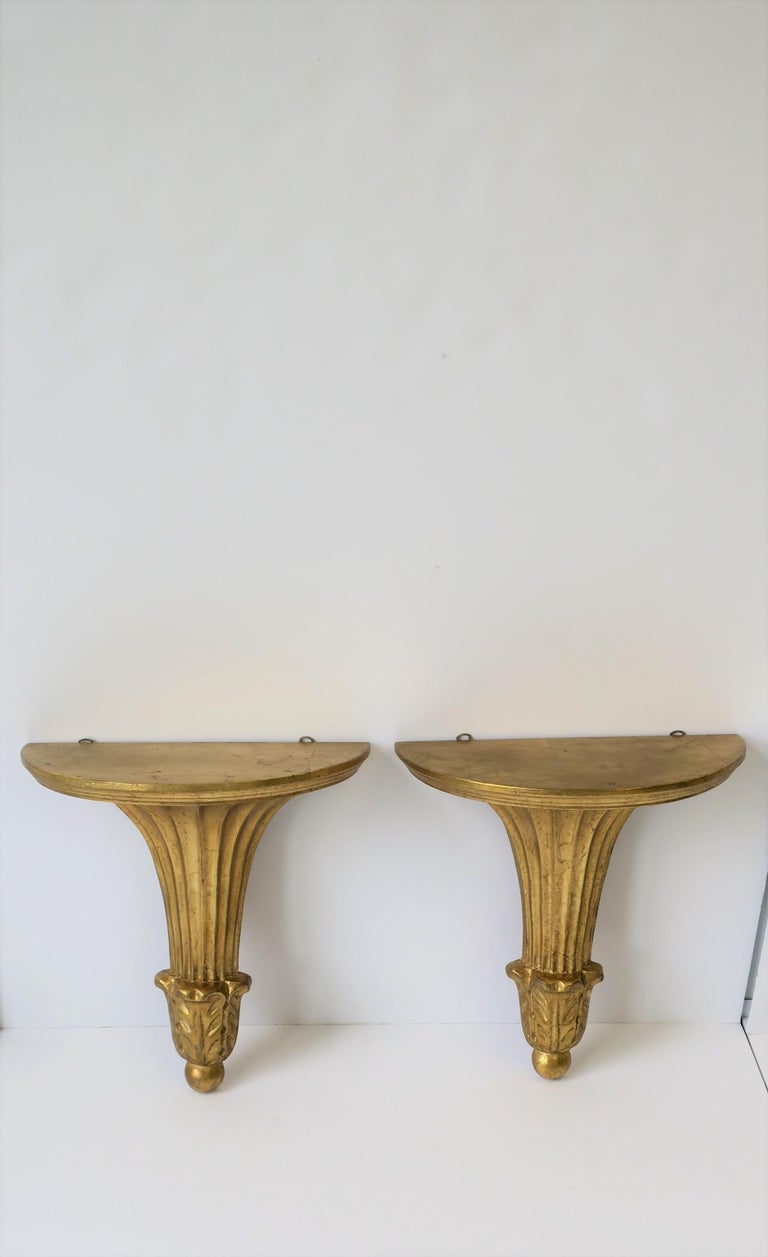 Pair of Gold Gilt Wall Shelf Brackets For Sale at 1stdibs