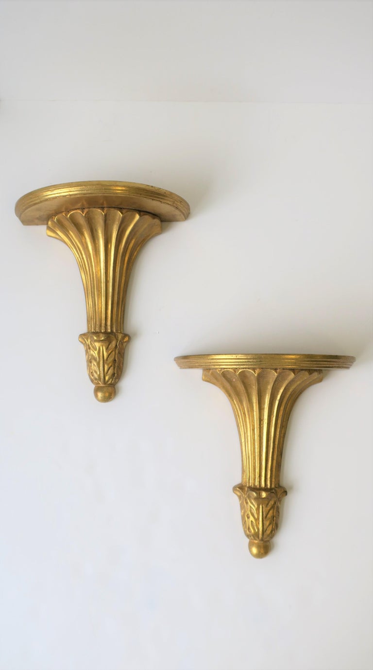 Pair of Gold Gilt Wall Shelf Brackets For Sale at 1stdibs