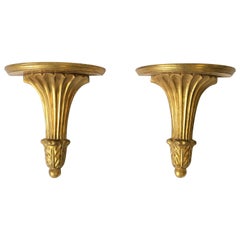 Pair of Gold Gilt Wall Shelf Brackets