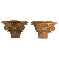 Pair of Gold Gilt Wall Shelf Pillar Brackets