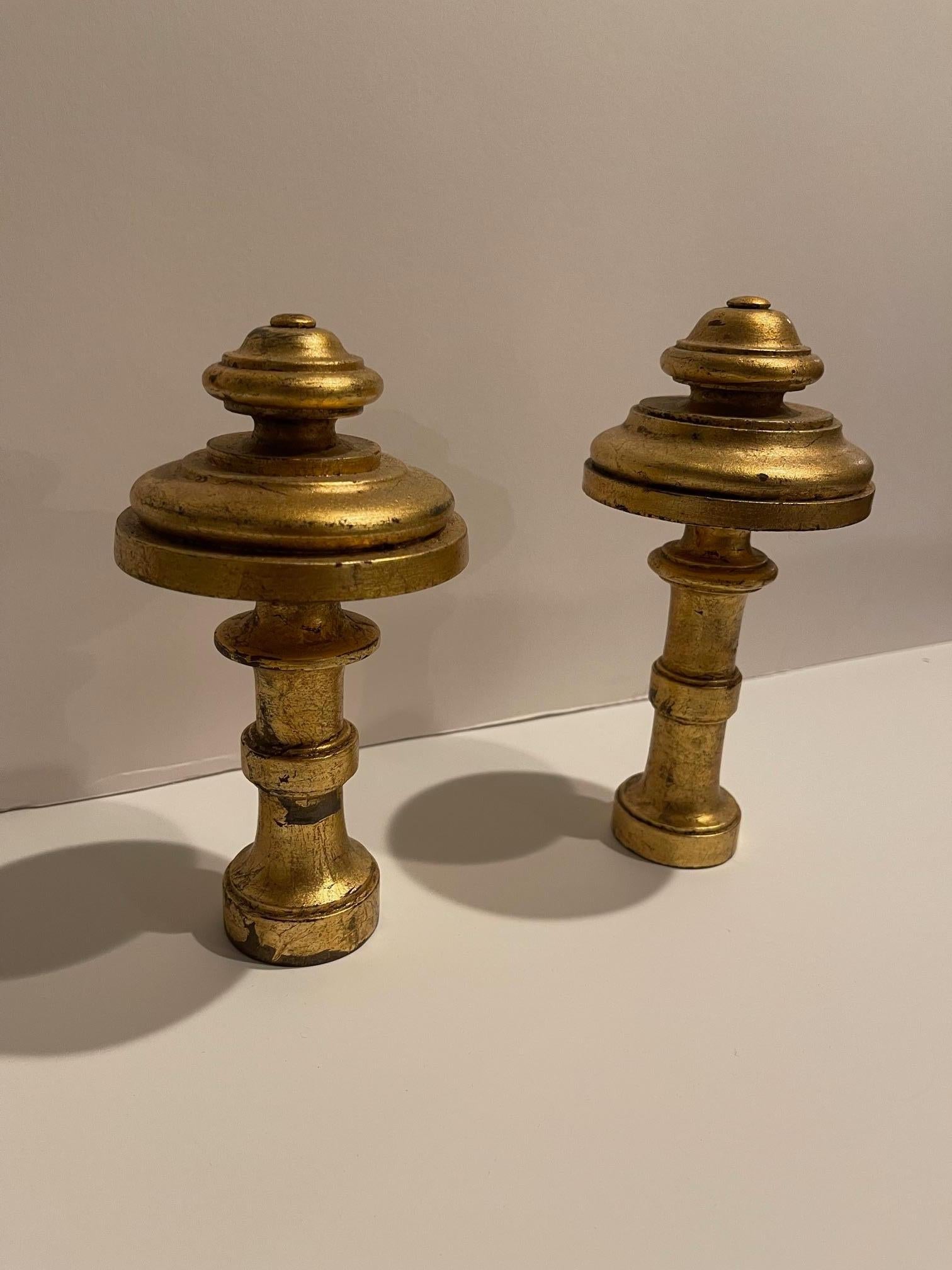 Pair of  Gold Gilt Wood French Tie Backs, Late 19th Century In Good Condition For Sale In Savannah, GA