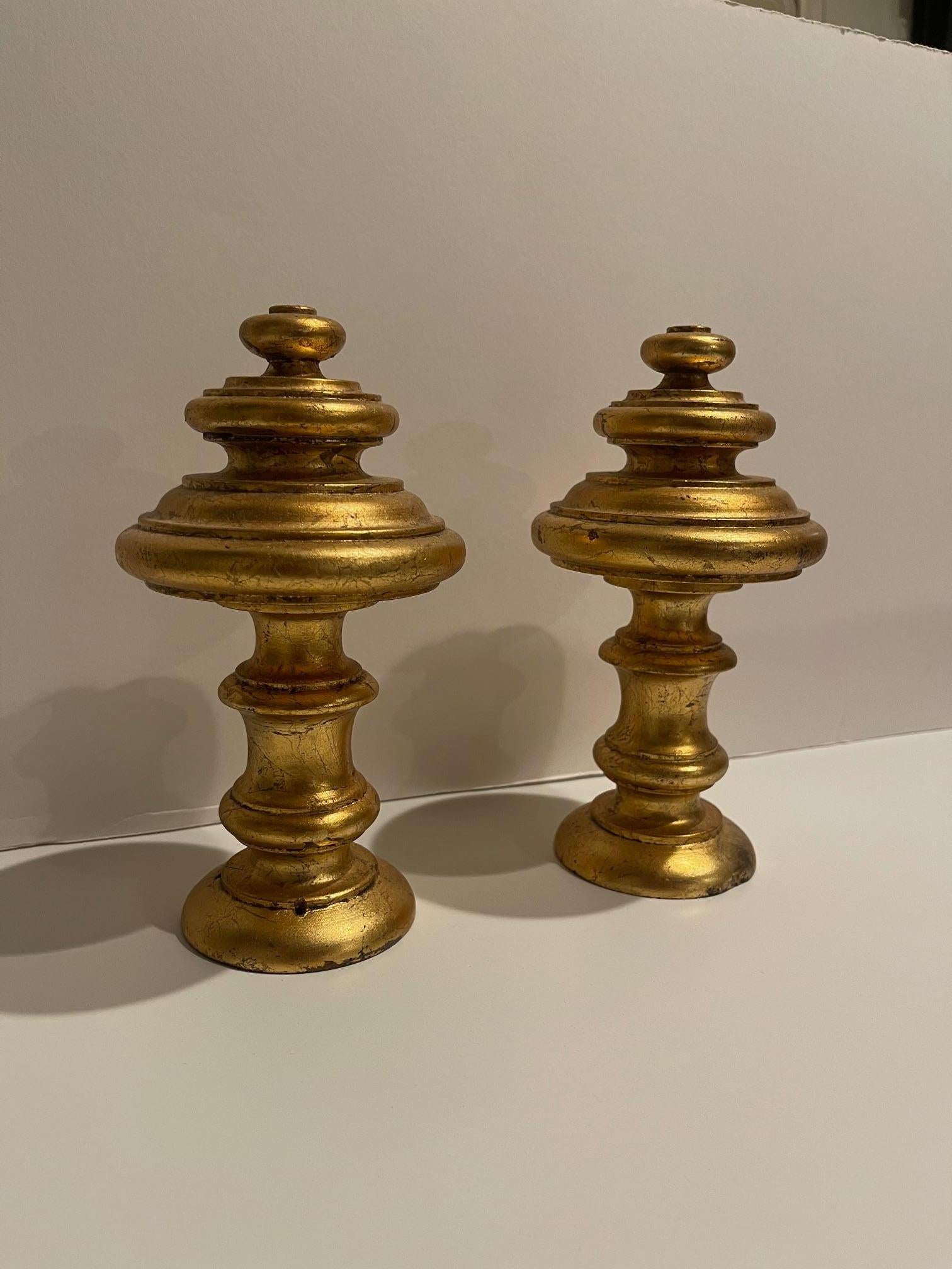Pair of  Gold Gilt Wood French Tie Backs, Late 19th Century