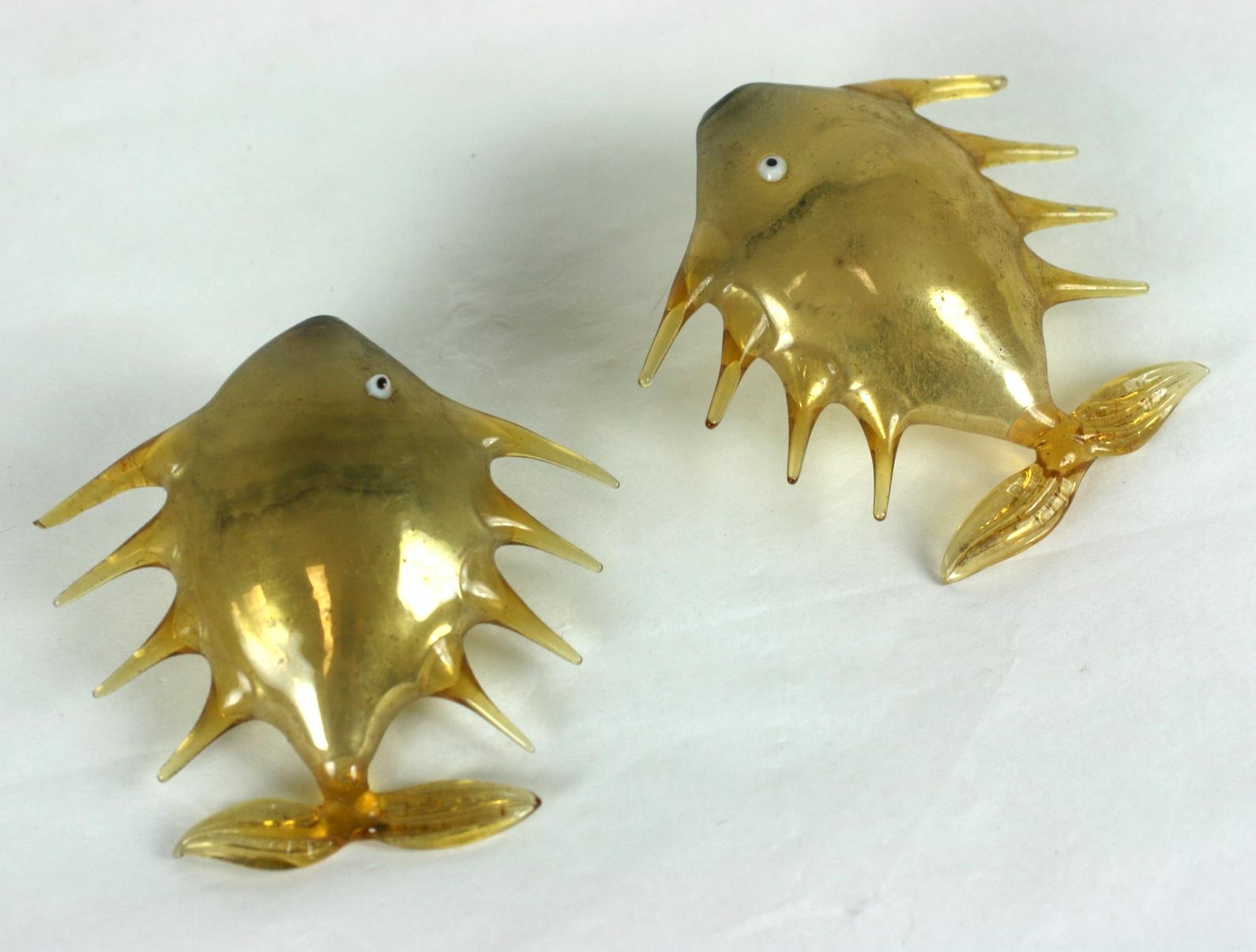 German Pair of Gold Glass Bimini Fish