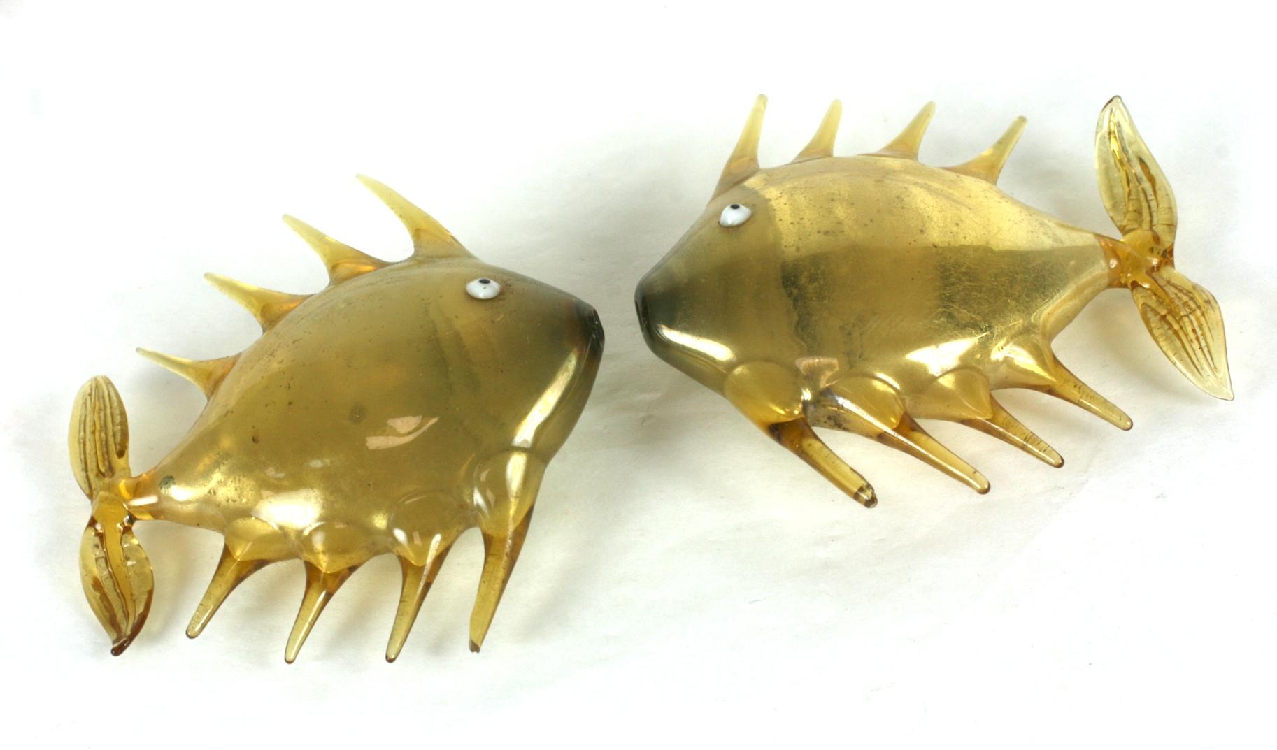 Pair of Gold Glass Bimini Fish In Excellent Condition In Riverdale, NY