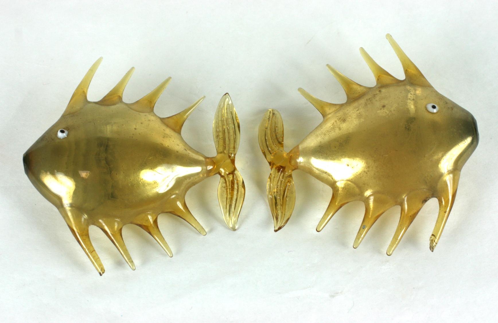 Mid-20th Century Pair of Gold Glass Bimini Fish