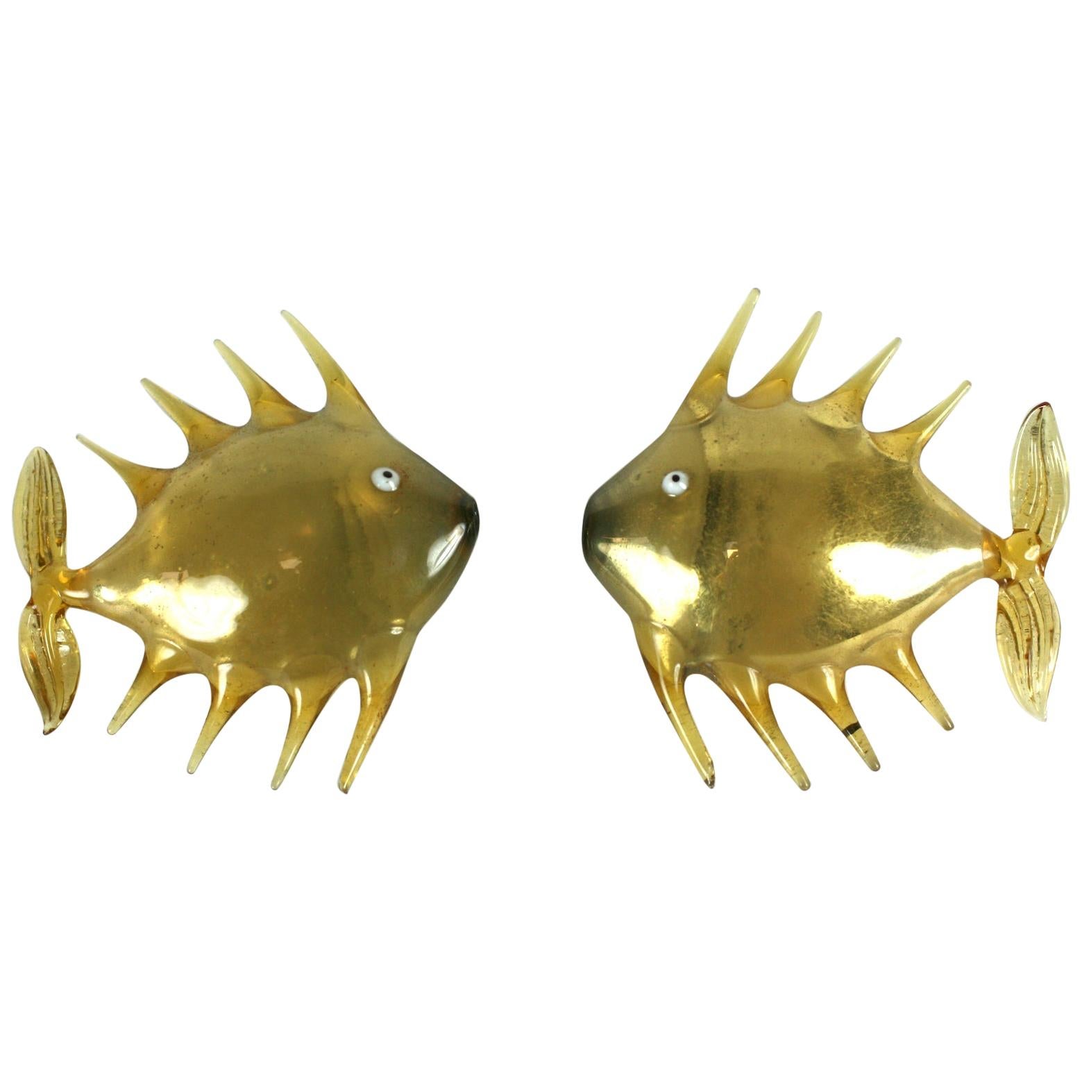 Pair of Gold Glass Bimini Fish