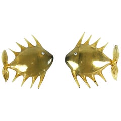 Pair of Gold Glass Bimini Fish