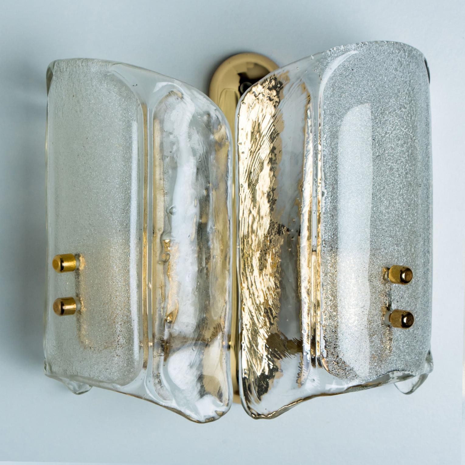 Pair of Gold Glass Wall Lights, 1960s, Kalmar Style 4