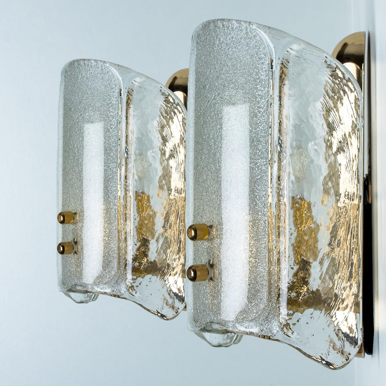 Mid-Century Modern Pair of Gold Glass Wall Lights, 1960s, Kalmar Style