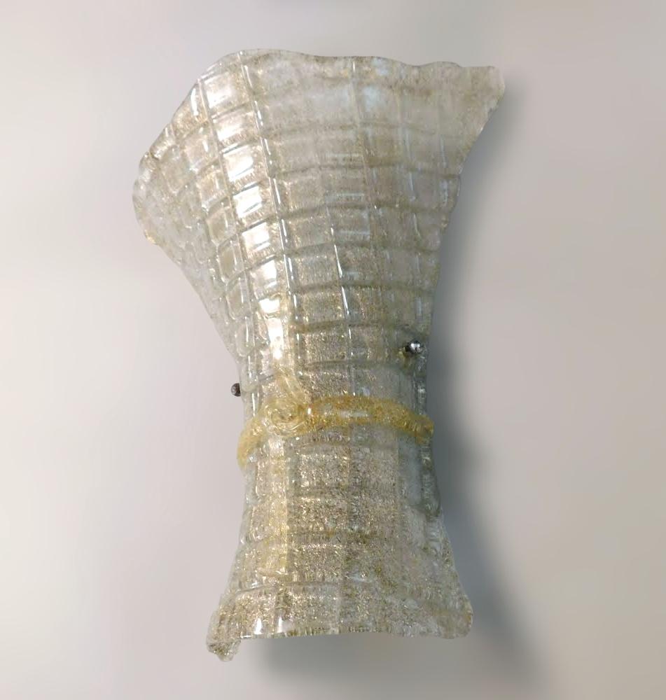 Italian Pair of Gold Graniglia Bow Sconces For Sale