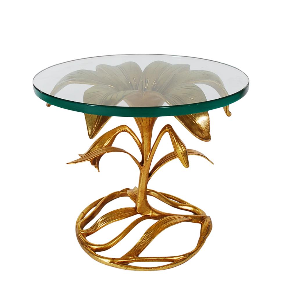 Pair of Gold Hollywood Regency Glass Top Side or End Tables by Arthur Court 5