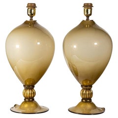Pair of Gold Italian Veronese Vase Table Lamps by Alberto Dona