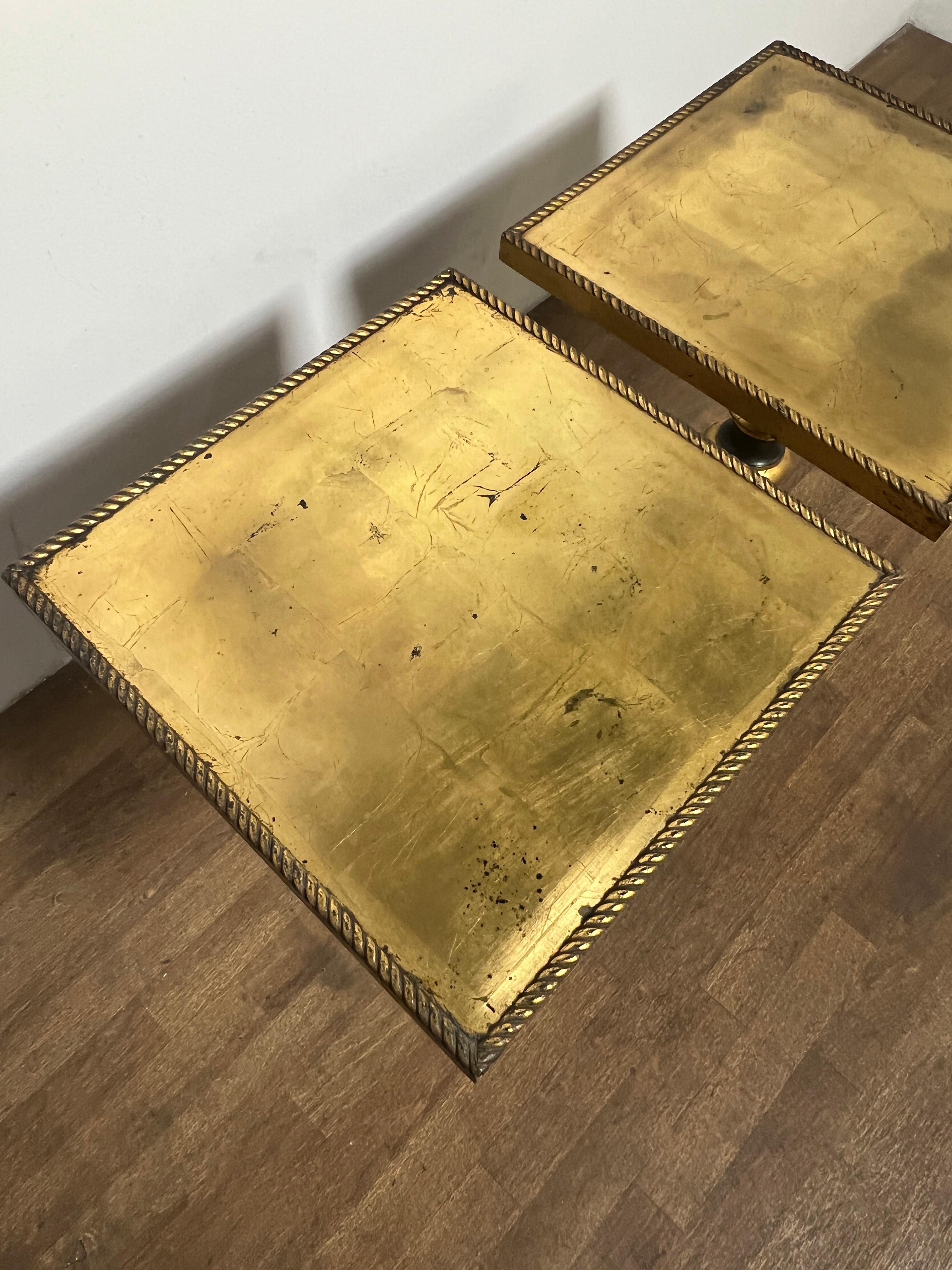 Unknown Pair of Gold Leaf And Lacquer Neoclassical Side Tables Circa 1960s For Sale