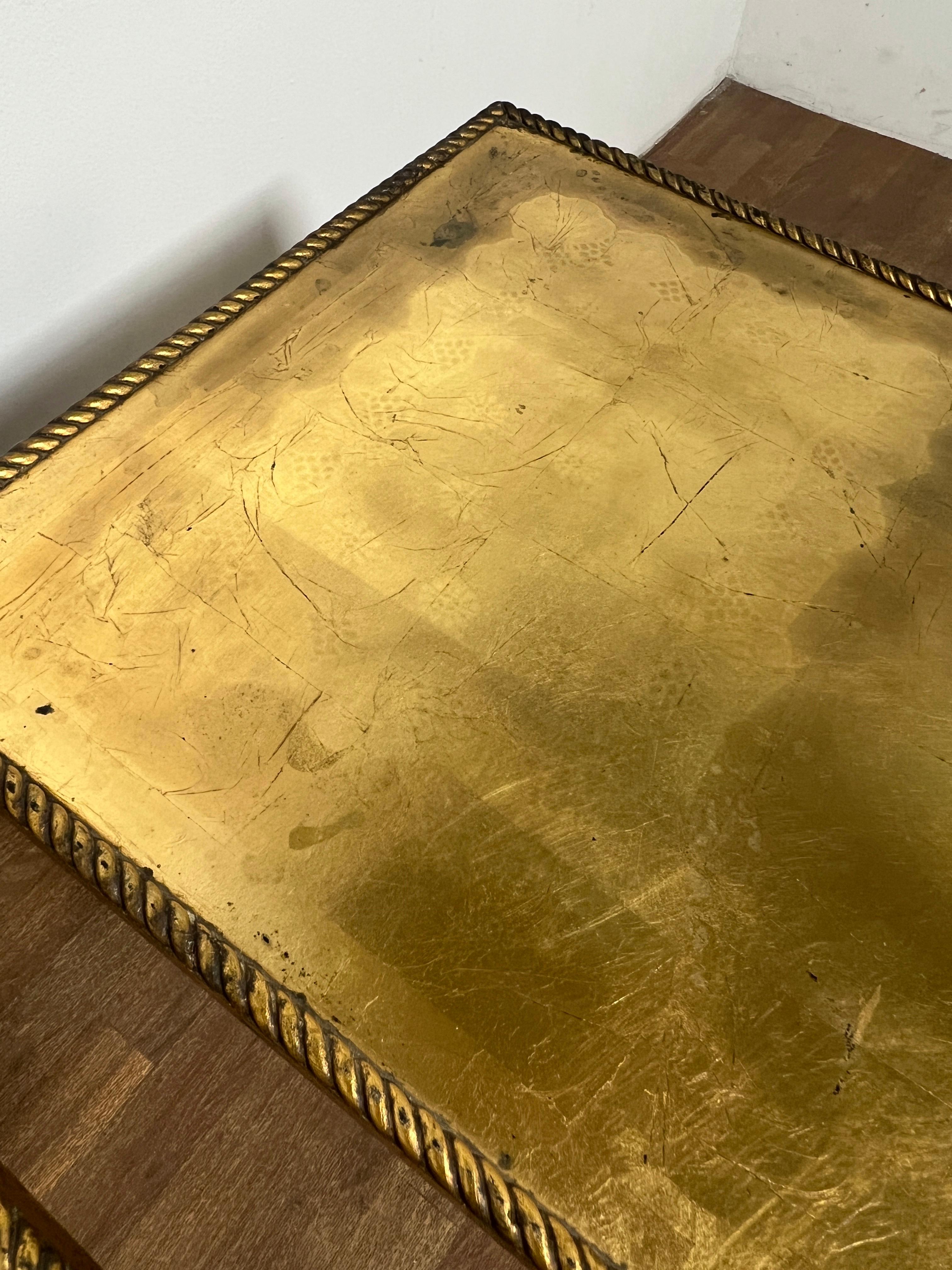 Mid-20th Century Pair of Gold Leaf And Lacquer Neoclassical Side Tables Circa 1960s For Sale