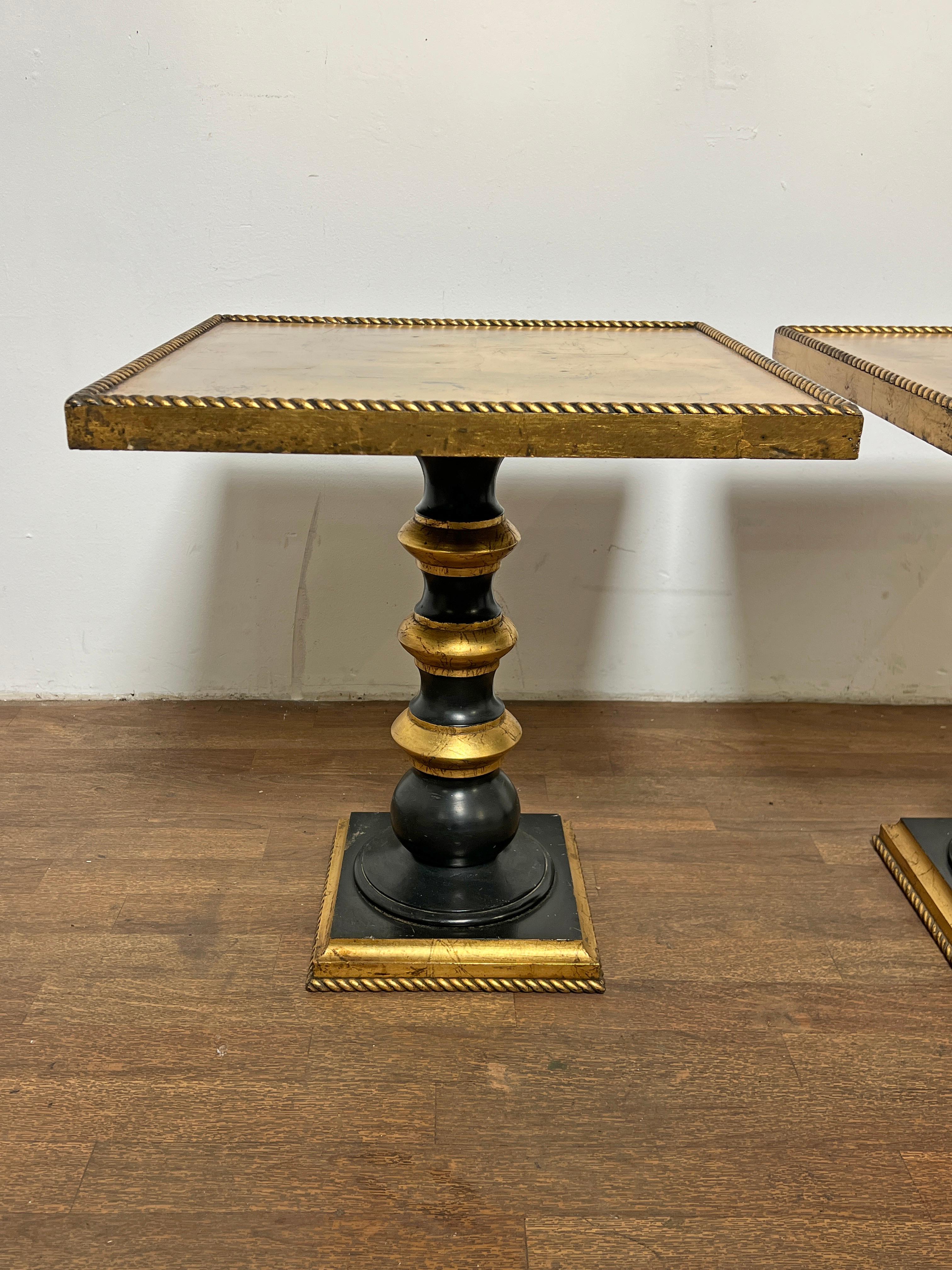 Pair of Gold Leaf And Lacquer Neoclassical Side Tables Circa 1960s For Sale 1