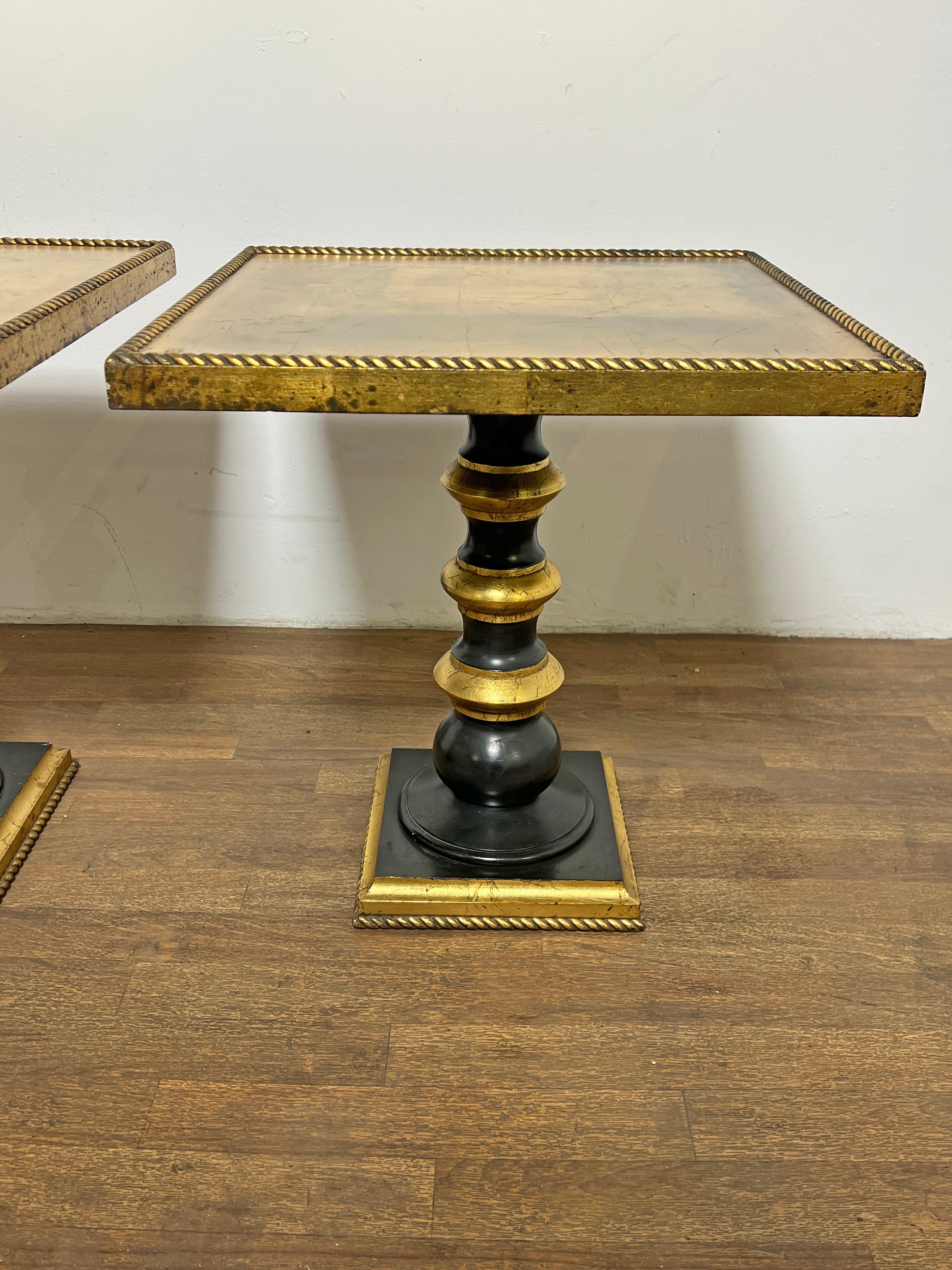Pair of Gold Leaf And Lacquer Neoclassical Side Tables Circa 1960s For Sale 2