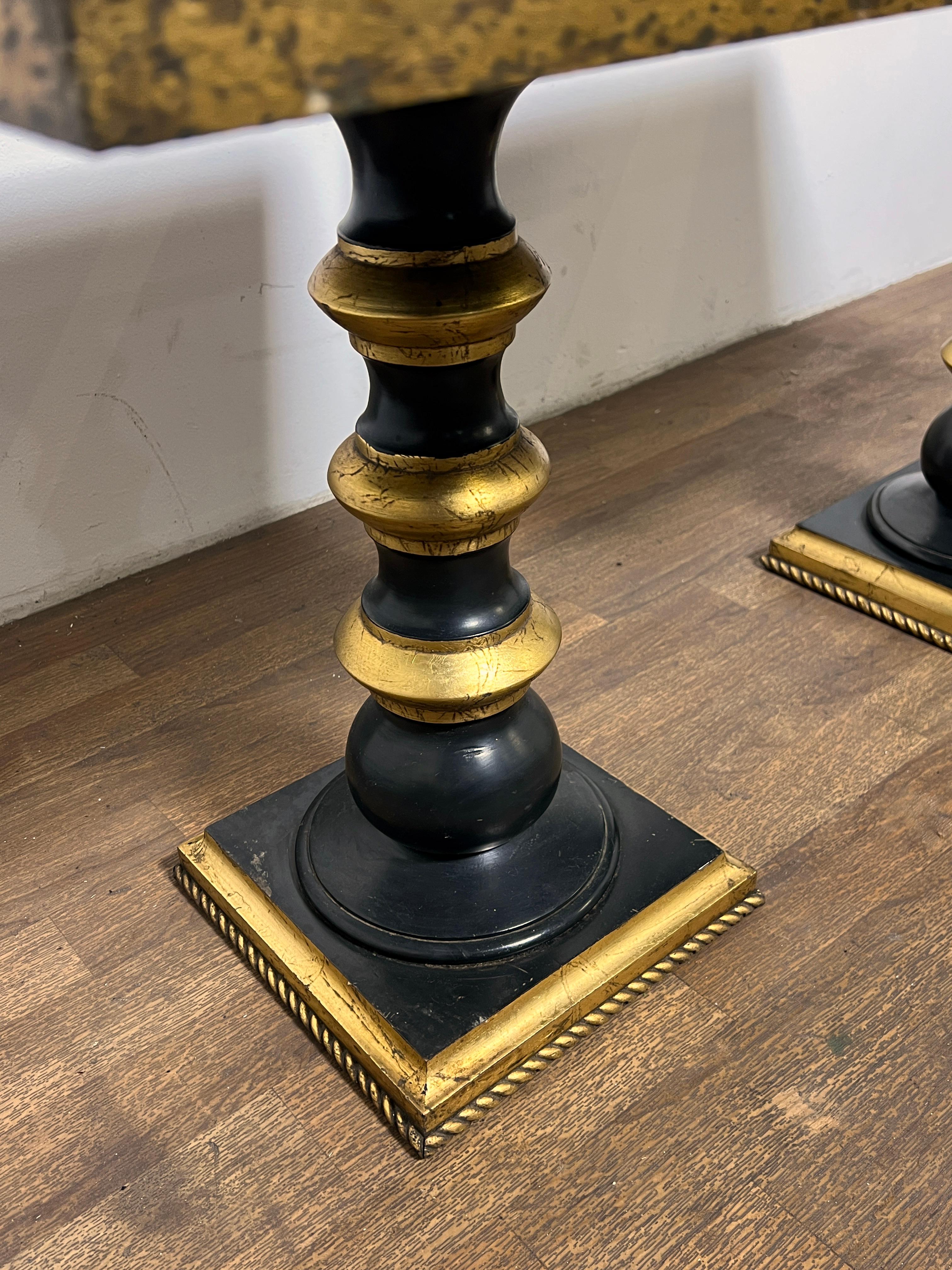 Pair of Gold Leaf And Lacquer Neoclassical Side Tables Circa 1960s For Sale 3