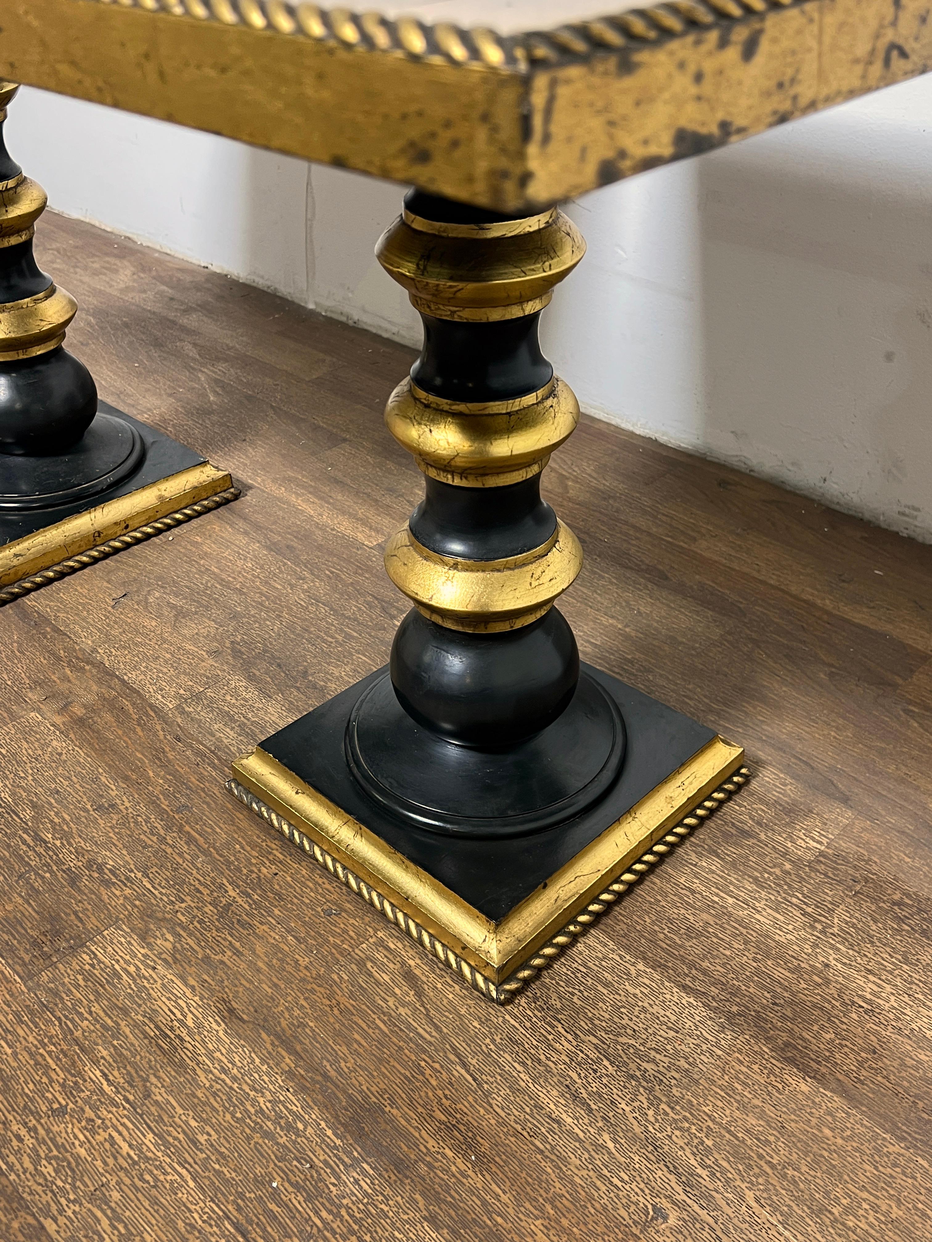 Pair of Gold Leaf And Lacquer Neoclassical Side Tables Circa 1960s For Sale 4