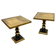 Pair of Gold Leaf And Lacquer Neoclassical Side Tables Circa 1960s