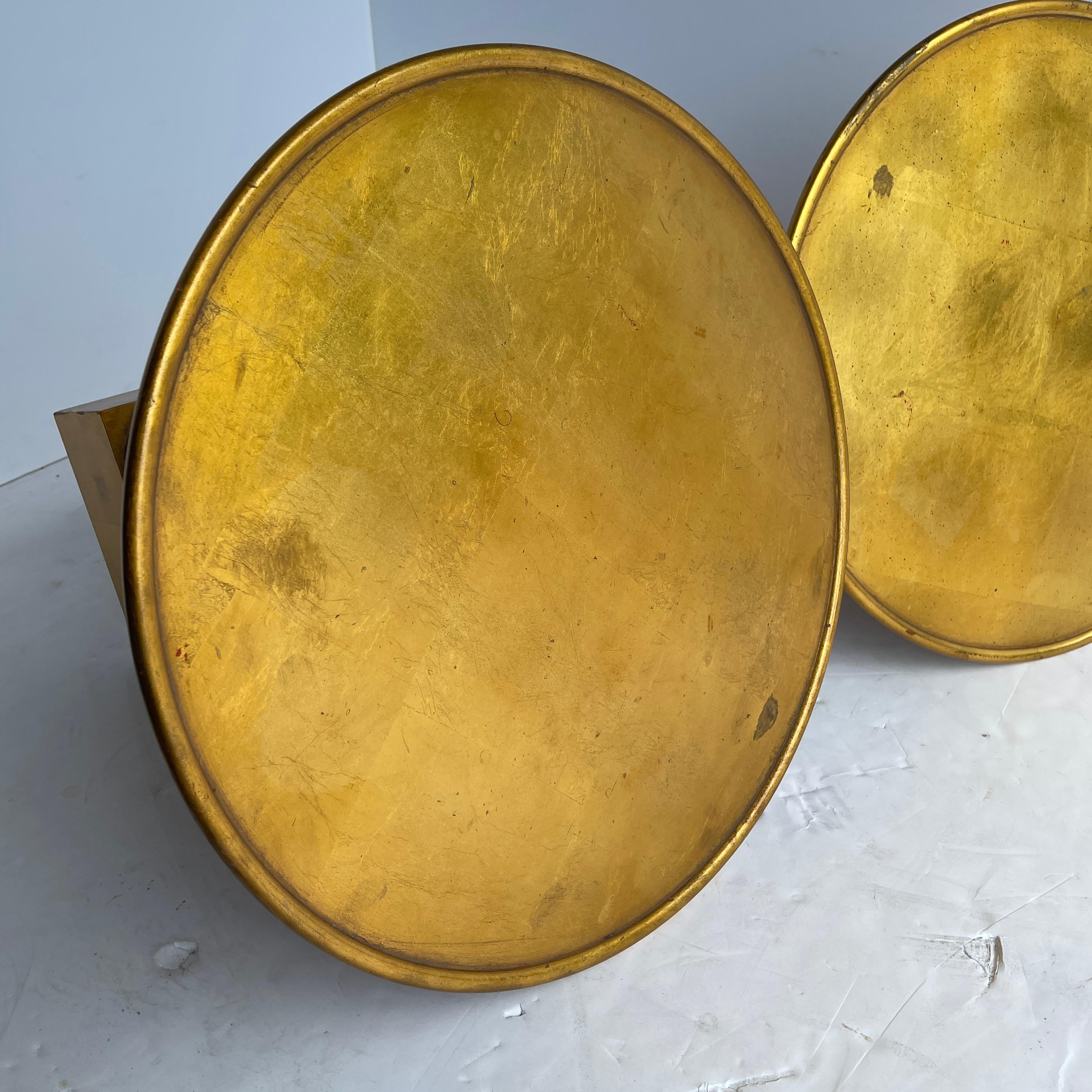 Pair of Gold Leaf and Red Lacquer Side Tables, Hollywood Regency 2